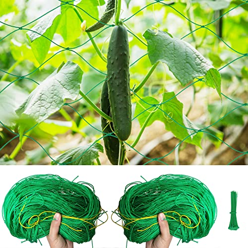 2 Pcs Garden Trellis – Heavy-Duty Garden Netting For Climbing Plants - Trellis Netting For Cucumbers, Vine, Fruit, Vegetables – Durable Nylon Plant Support Trellis Net – Easy Installation 6 X 11.8 Ft #TOP17