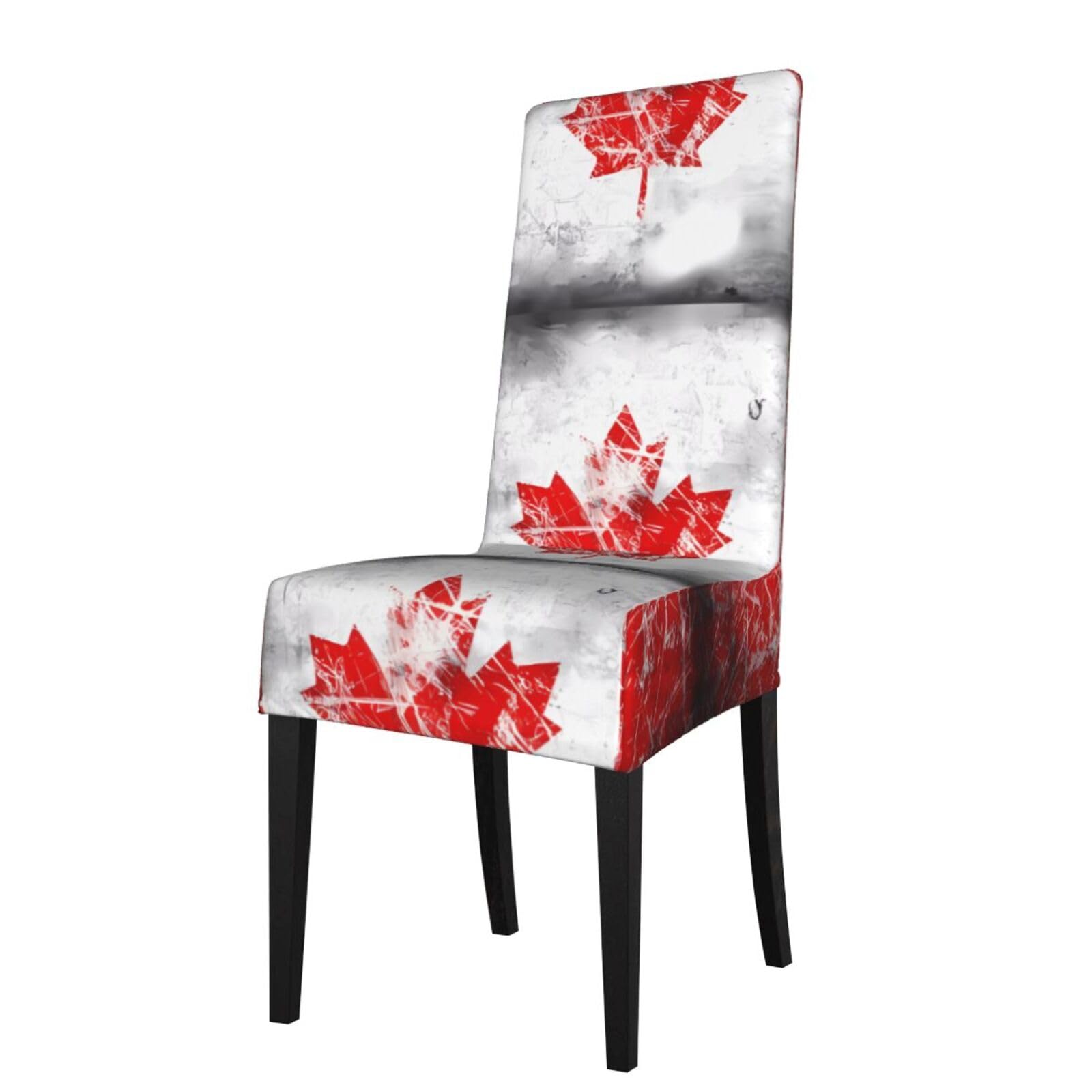 HJFCZH Retro Canada Flag Prints Dining Chair Throw Covers – Stretchable Polyester-Spandex Fabric for Elegant Home & Event Decor - Universal Fit & Easy Care