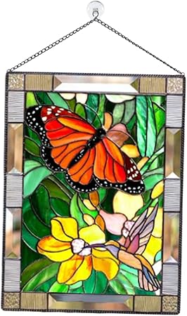 Amazon Co Jp Generic アクリルステンドグラス窓パネルステンドグラス花柄窓パネル8 6インチ手作りホームdecortionパネル Butterfly ホーム キッチン