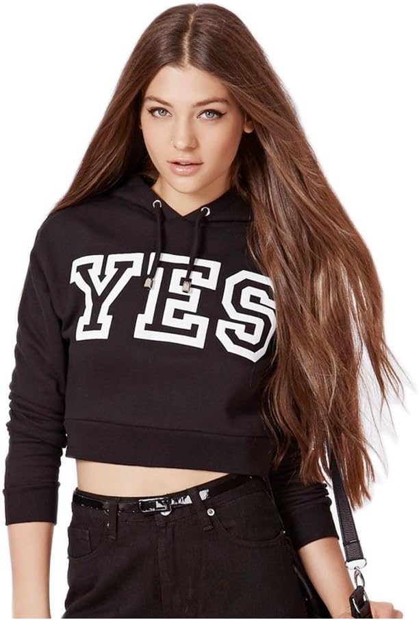 New 2014 Letters YES Black Crop Top Sweatshirt Sport Hoodies for Women(size XL)