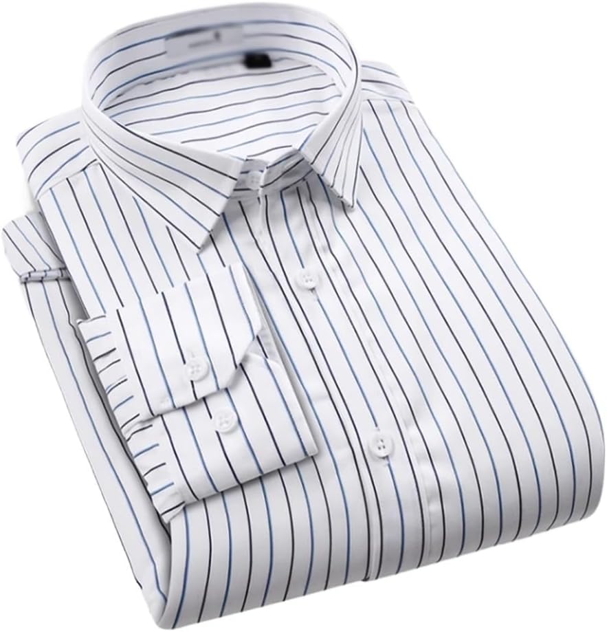 Non-Iron Long-Sleeved Shirt Men's Fall and Winter Models Warm Striped Shirt