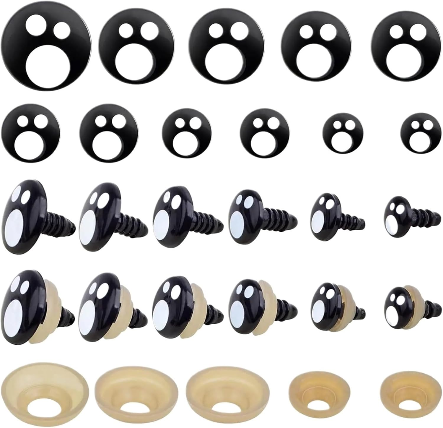 200PCS Safety Eyes with Washers for Crafting - Black Oval Doll for Stuffed Animals