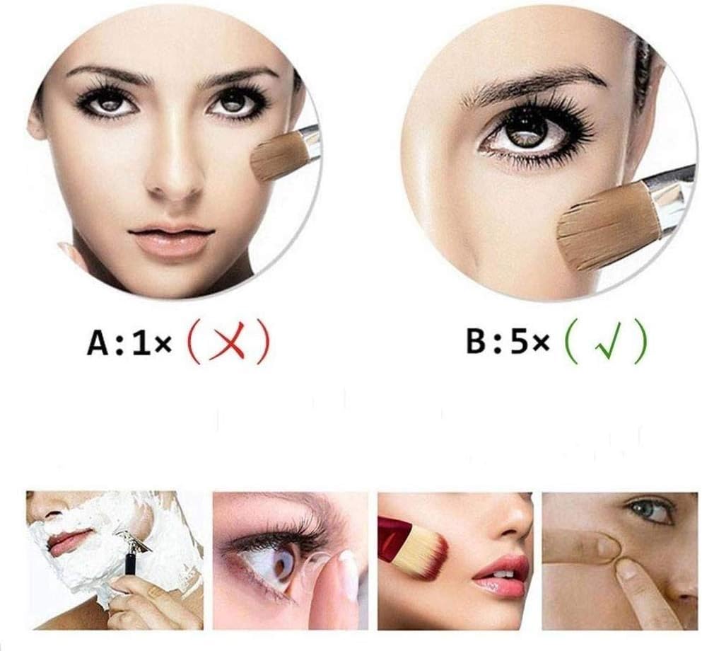 化粧鏡 壁掛け 8 インチ バスルーム シェービングミラー 壁掛け 発光 5X 倍率(BlackBronze)