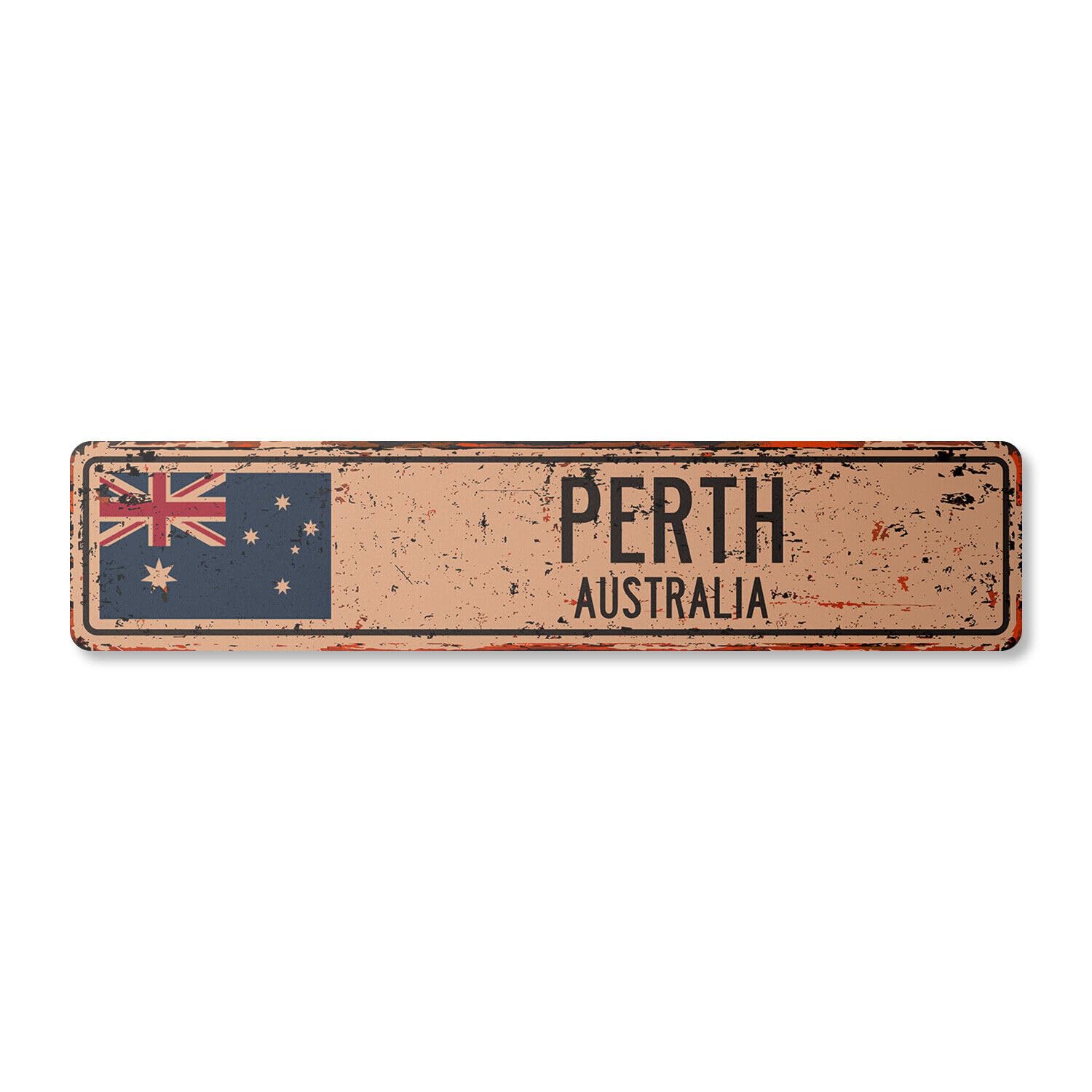 PERTH AUSTRALIA Vintage Street Sign Australian flag city country road rustic