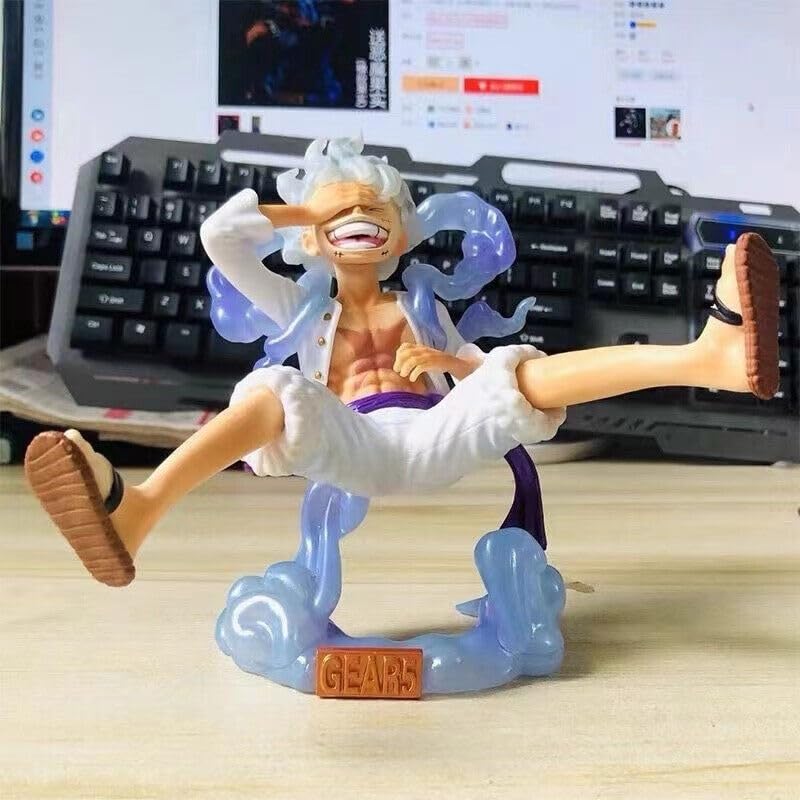 Blue Aura Luffy Gear 5 Action Figure Height -15CM Multicolour PVC for Anime Fans | L-uffy Laughing – One Piece product image