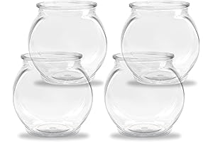 Fish Bowl for Drinks - 4-Pack of 22 oz Flat-Sided, Fun Fishbowl-Shaped...