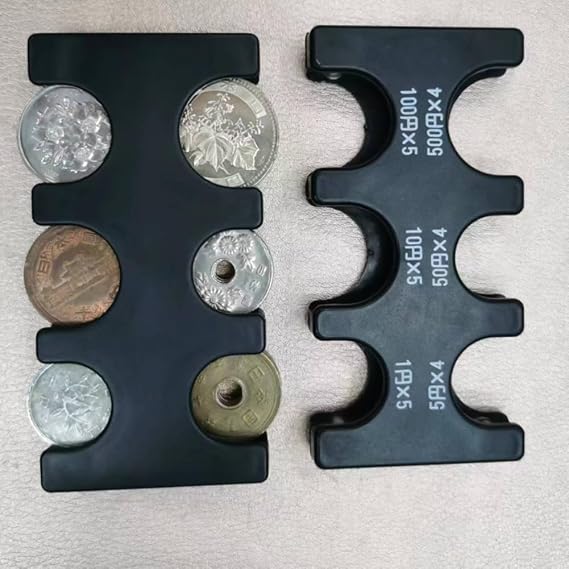 3 Pack عملة موزع القضية الصلبة، تخزين العملة المحمولة، مستطيل Jpy عملة منظم وموزع، محفظة فارز العملة البلاستيكية مع 6 فتحات جامعي صواني العملات وصناديق العملات