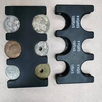 3 Pack عملة موزع القضية الصلبة، تخزين العملة المحمولة، مستطيل Jpy عملة منظم وموزع، محفظة فارز العملة البلاستيكية مع 6 فتحات جامعي صواني العملات وصناديق العملات