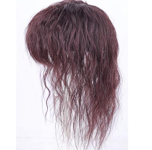 Miniatura 6 de 3 x 4.7 pulgadas con clip superior para mujer, pieza de cabello humano ligeramente rizado con flequillo lateral, color negro, 14 pulgadas