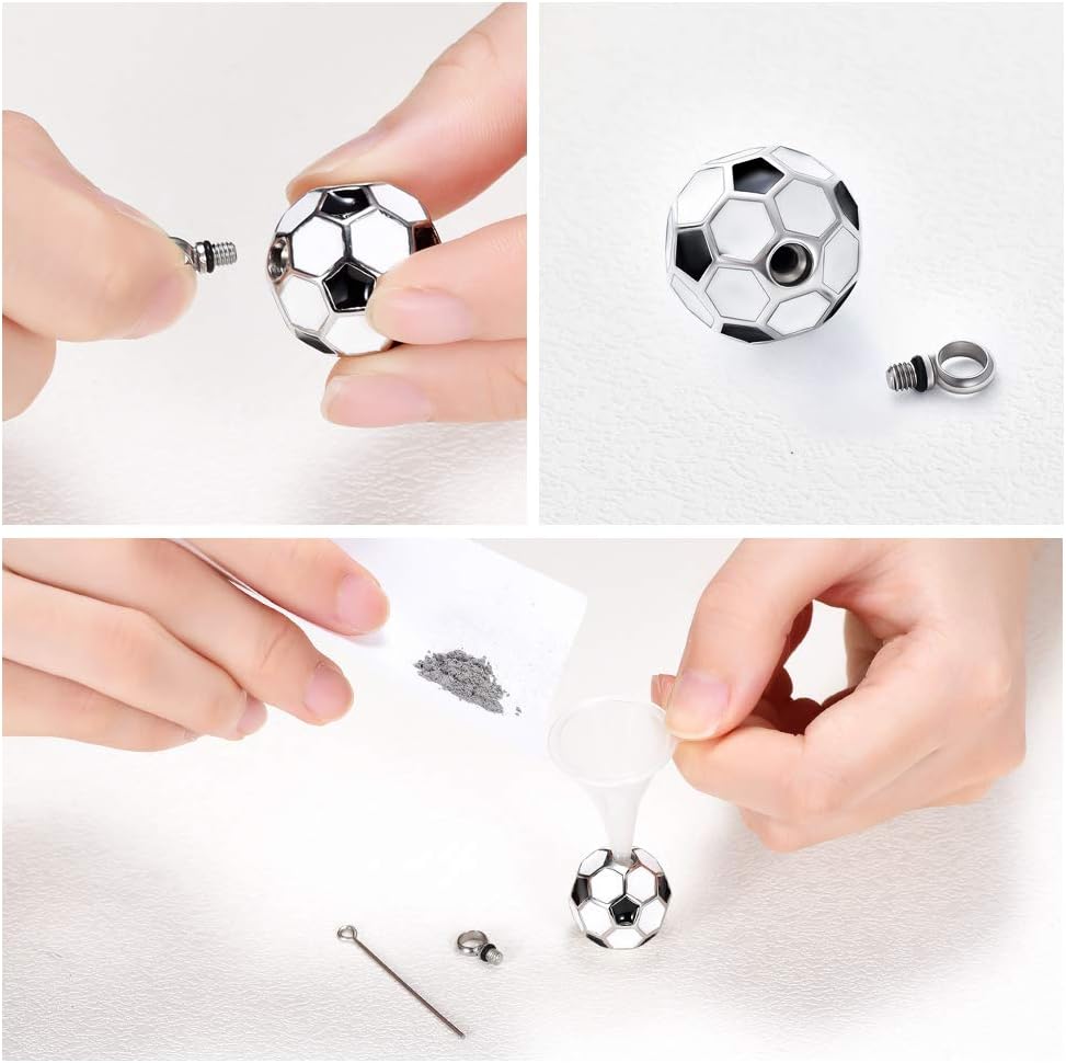 constantlife Football Cremation Jewelry for Ashes Memorial Urn Necklace Stainless Steel Soccer Pendant Keepsake Ashes Holder - Image 5