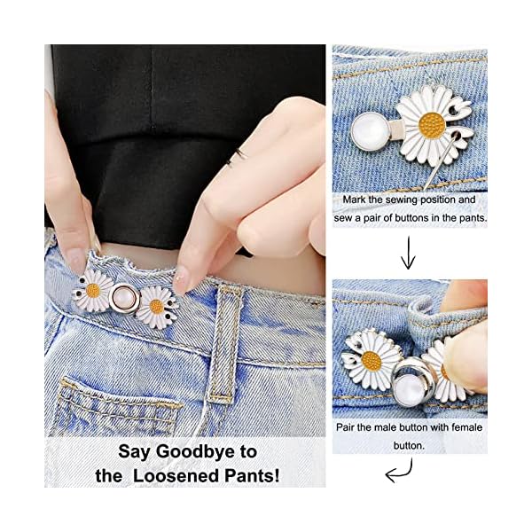 15PCS Pant Expander Button, Adjustable Waist Extender Button for Men and Women, Metal Collar Extenders for Men Dress Shirts,Jeans, Trouser, 5PCS Sewing Flexible Waist Button for Women - Image 5