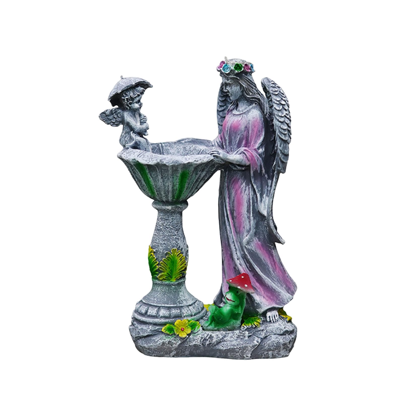 Introti Solar Powered Garden Statue with RGB Light Hand Paint Lawn Ornament Waterproof Solar Fairy Decoration Statue for Patio Lawn Yard Outdoor Decor (Frog)