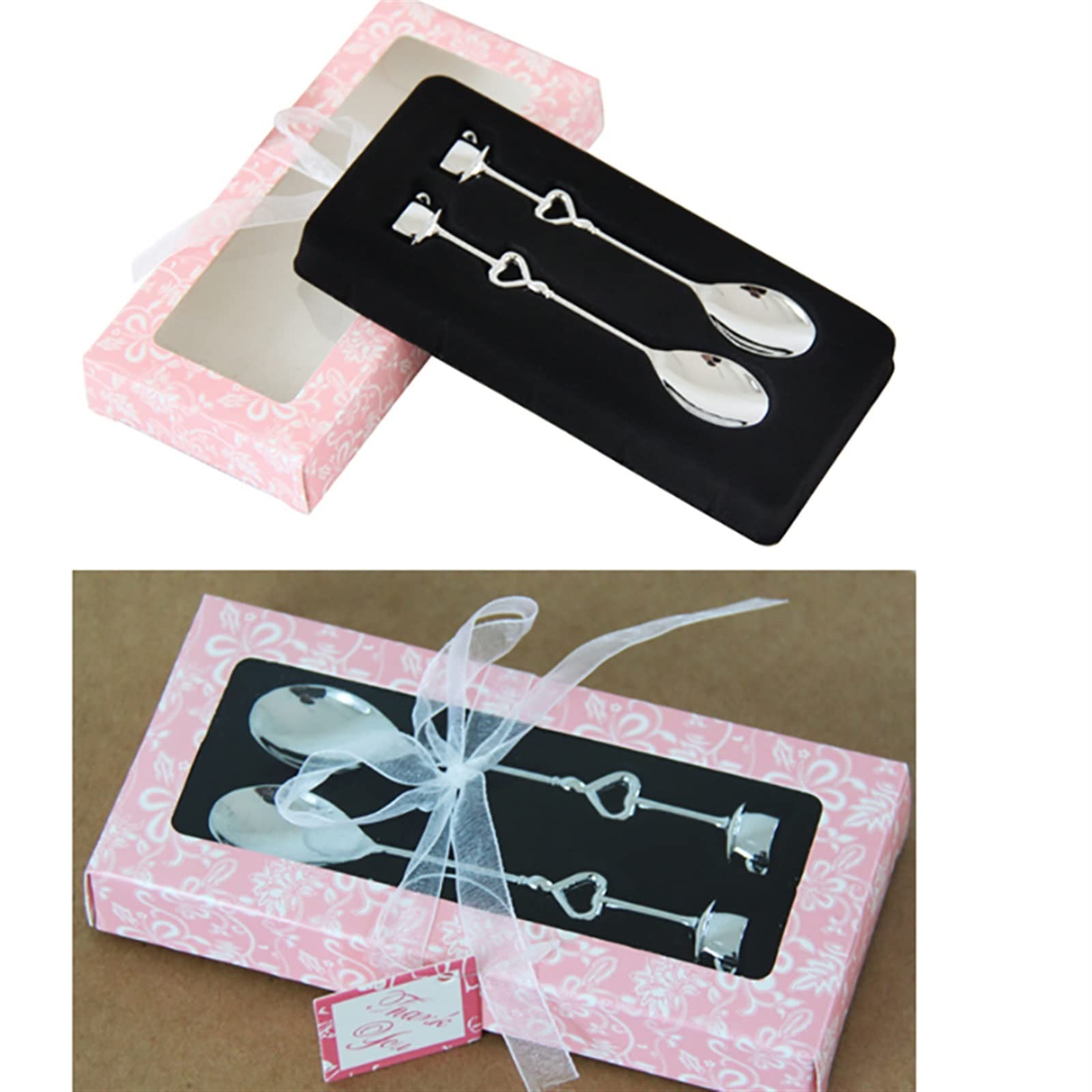 JINGYAN Cuillères à café 2PCS Love Tea Coffee Drinking Stainless Steel Spoon Teaspoon Stirring Wedding Bridal Party