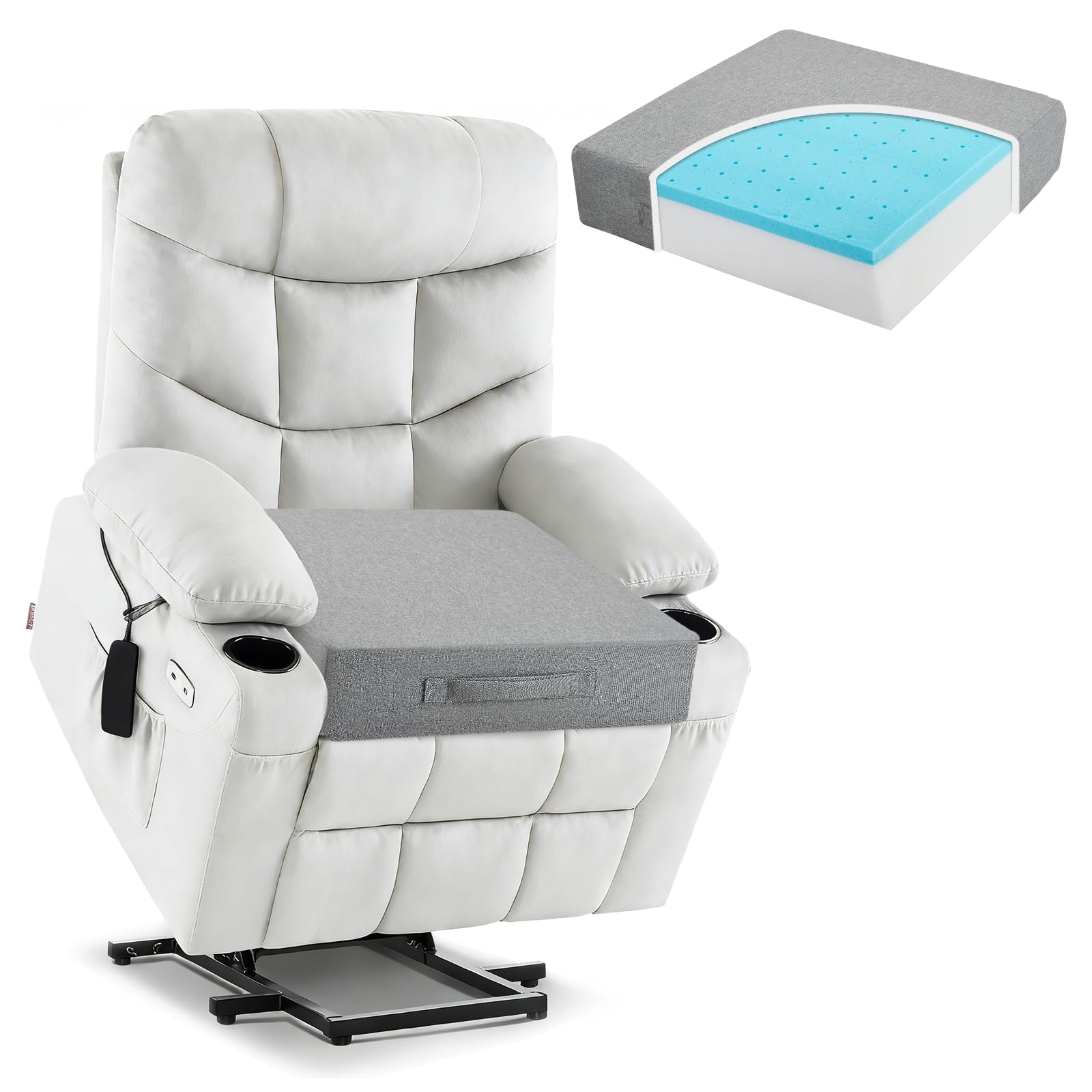 Recliner Cushion for Elderly, Large Dual-Layer Memory Foam Chair Seat Cushion for Recliner, Couch, Armchair with Textured Washable Cover, Non-Slip Base for Tailbone Pain & Pressure Relief, 20"x20"x5"