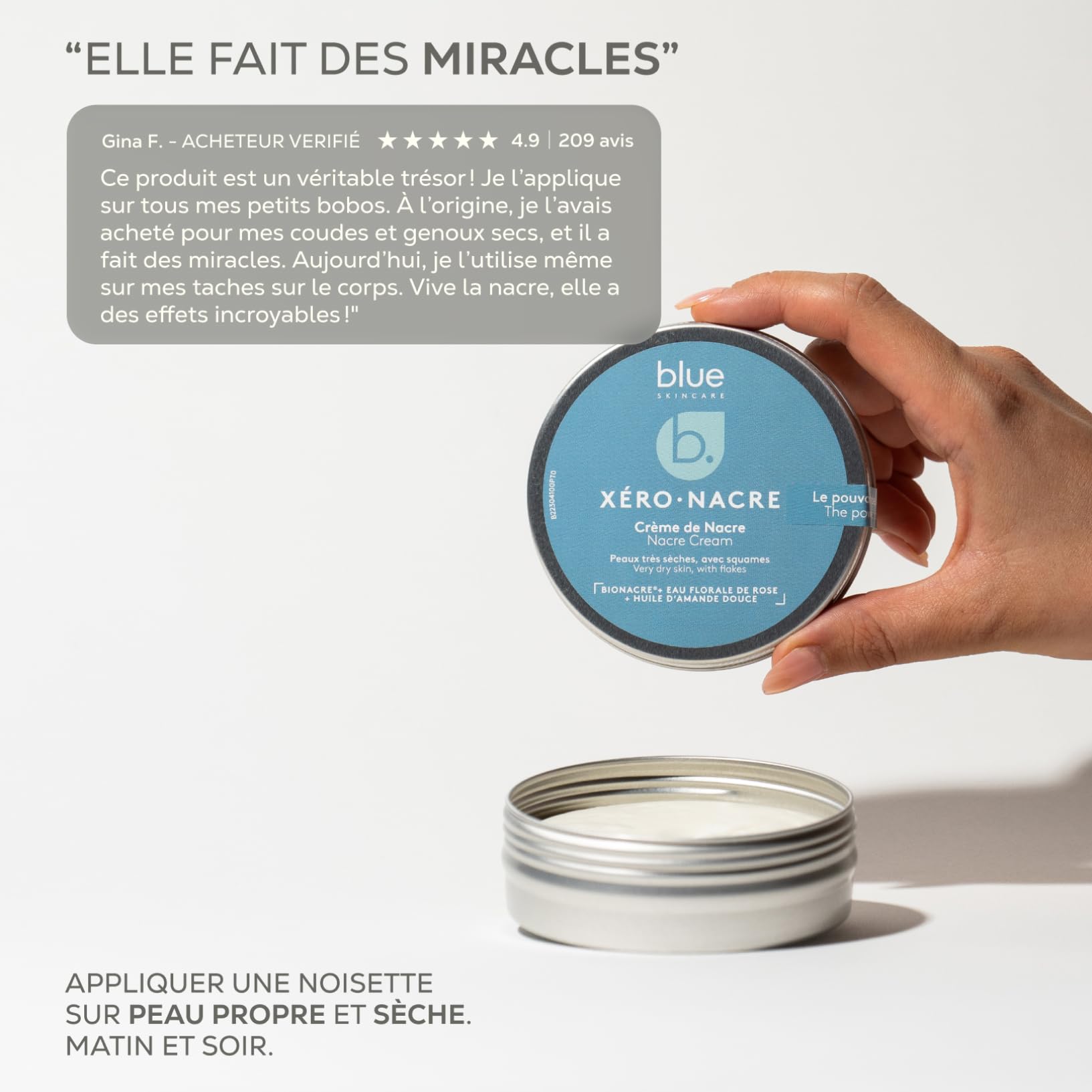 La Crème de Nacre | Xéro Nacre | Soin relipidant biomimétique haute tolérance pour peaux sèches, sensibles, atopiques, psoriasiques | Visage & corps | 99% Ingrédients Naturels | 30ml