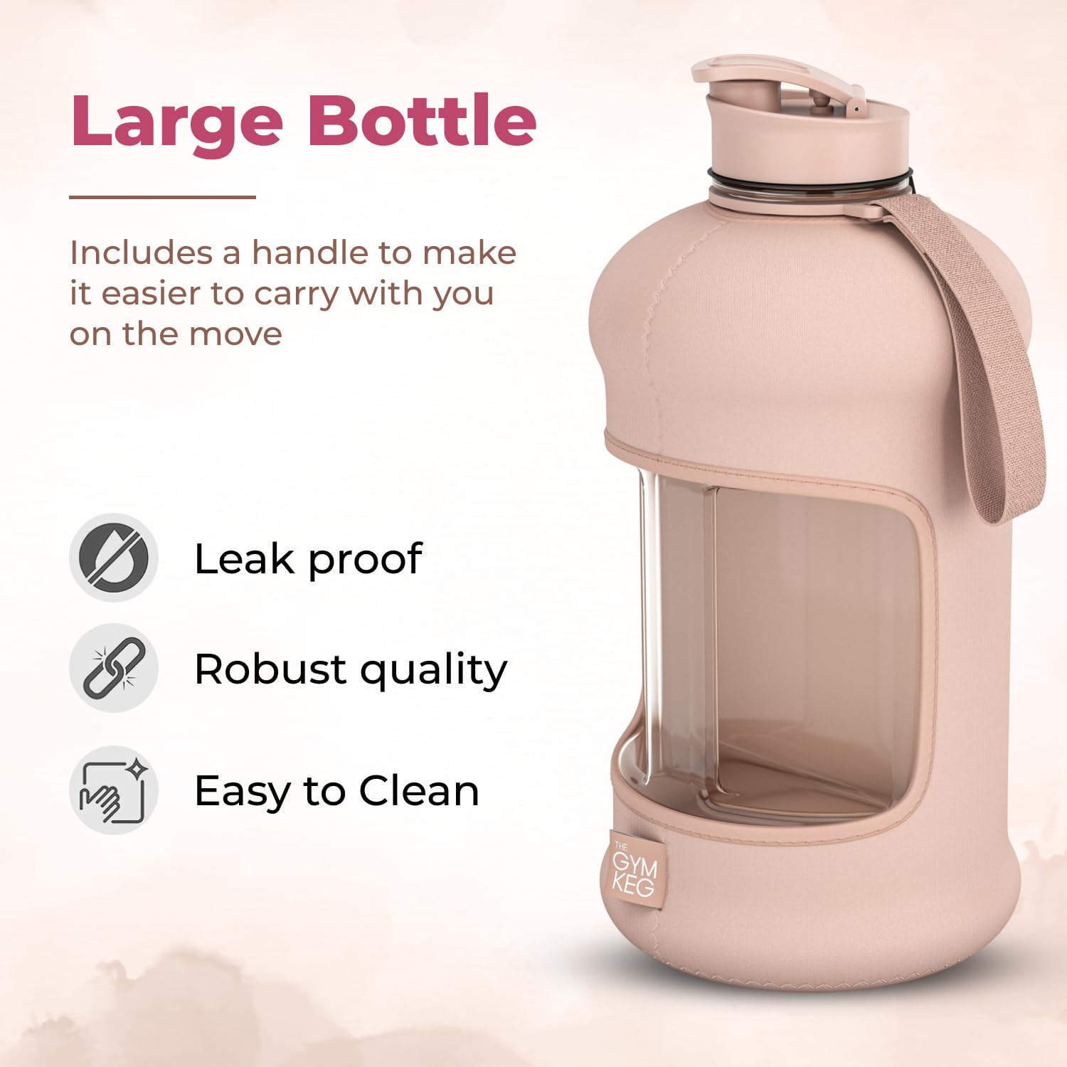 The Gym Keg Borraccia Palestra 2.2L con Custodia e Manico Bottiglia Acqua Borraccia Sportiva Riutilizzabile Fitness Workout Yoga Ecologica Senza BPA