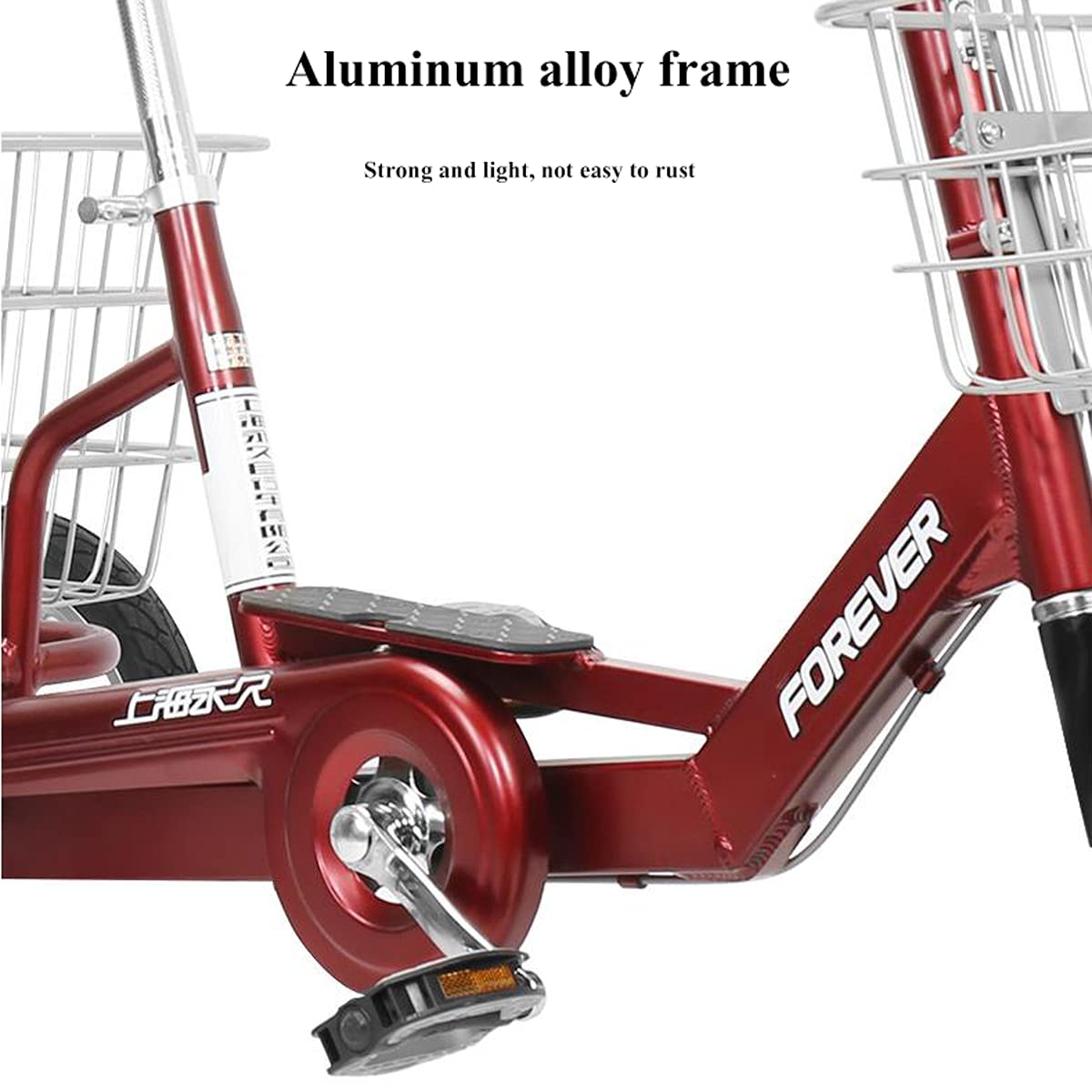 Rower trójkołowy do użytku na zewnątrz, 12 cali, rower trójkołowy dla dorosłych, rower trójkołowy z aluminiową ramą na czas wolny, zakupy, trening, męskie i damskie podwójne hamulce tarczowe z