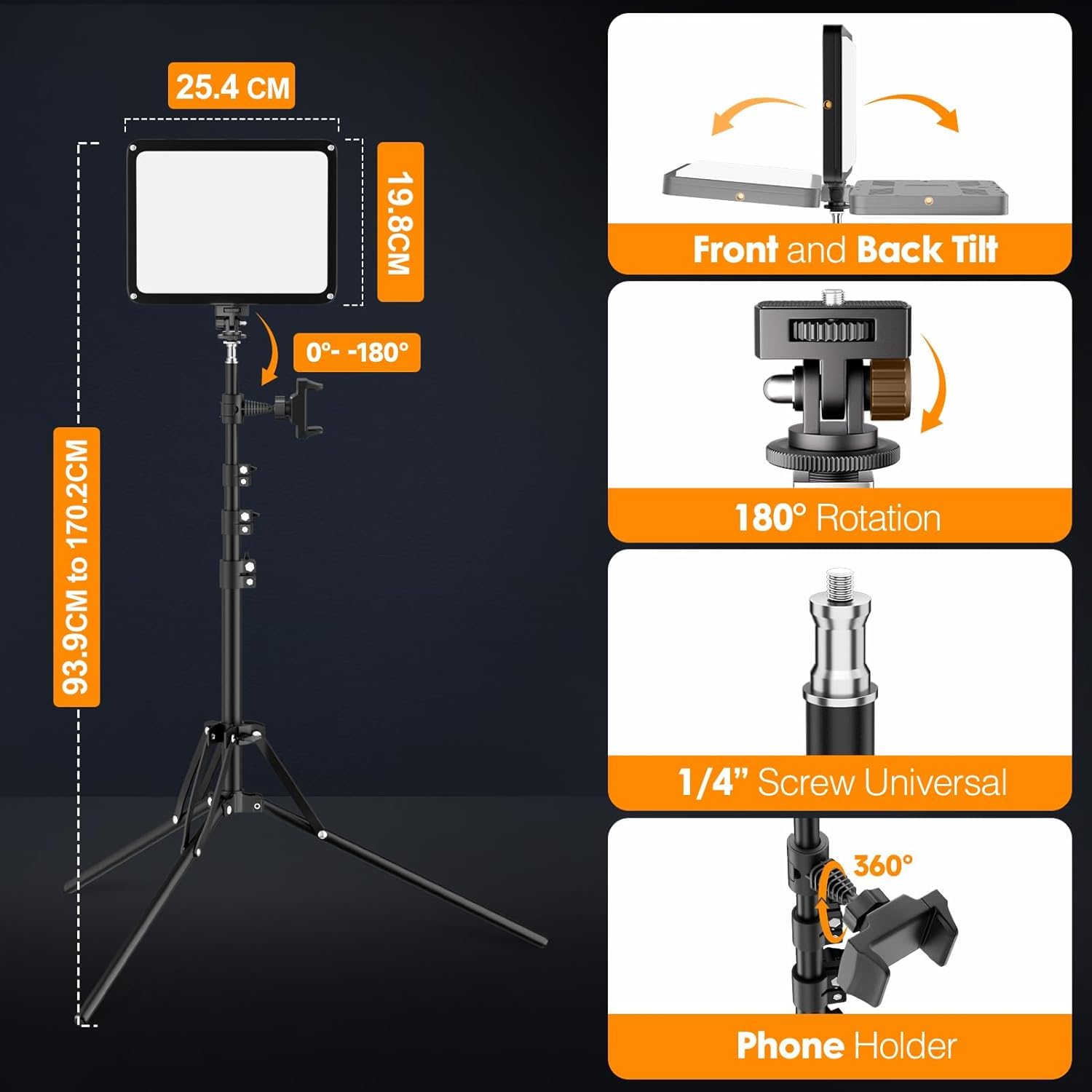 25*20cm Lumiere Photo avec Pare-Soleil Magnétique, EMART 2Pack Panneau LED | d'Éclairage Vidéo 15 W Intensité Réglable(2800K-7000K) Lampe Vidéo pour Streaming en Direct, Youtube et Vlog