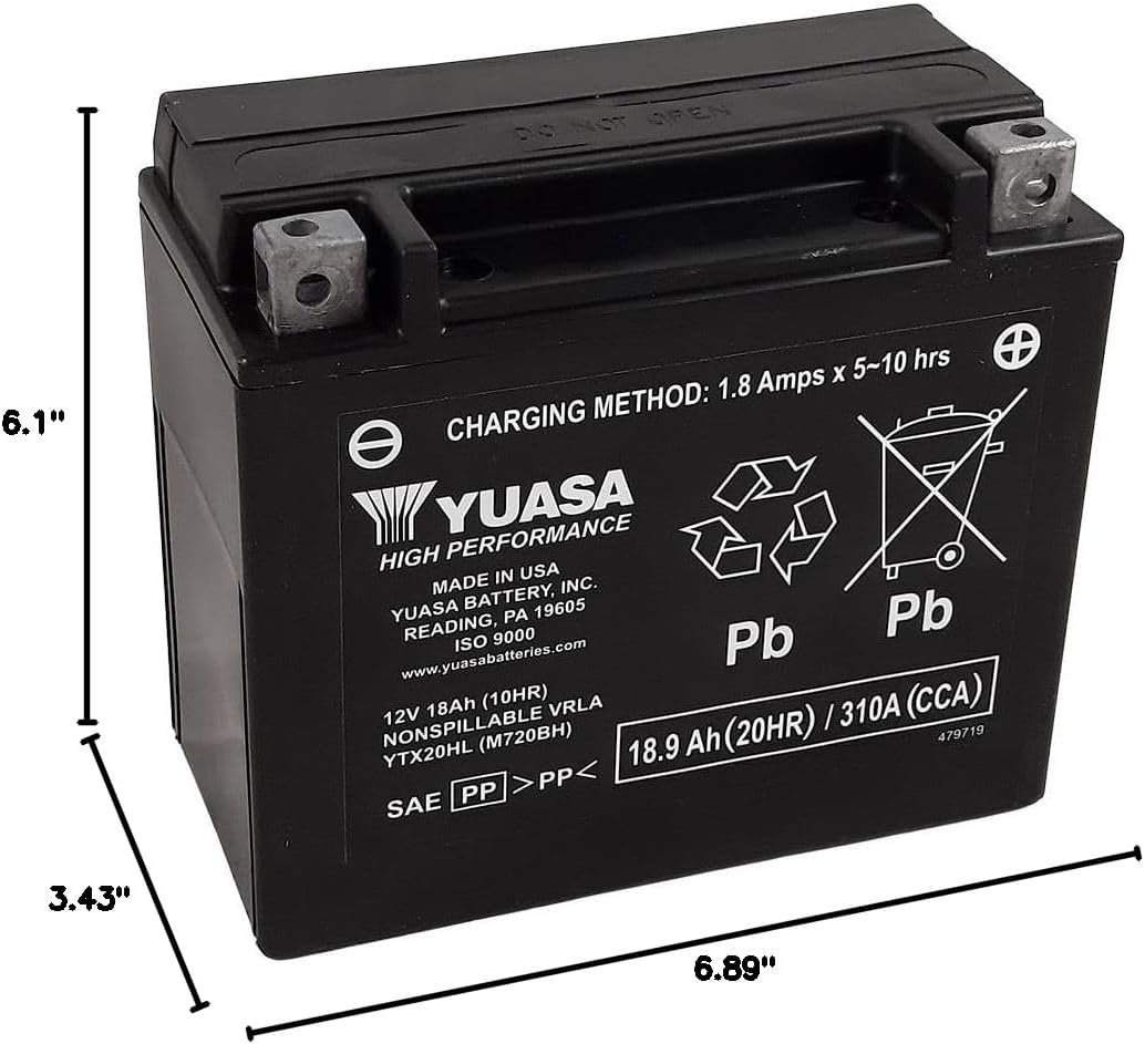 Yuasa YUAM720BH YTX20HL Factory Activated H Series AGM Battery