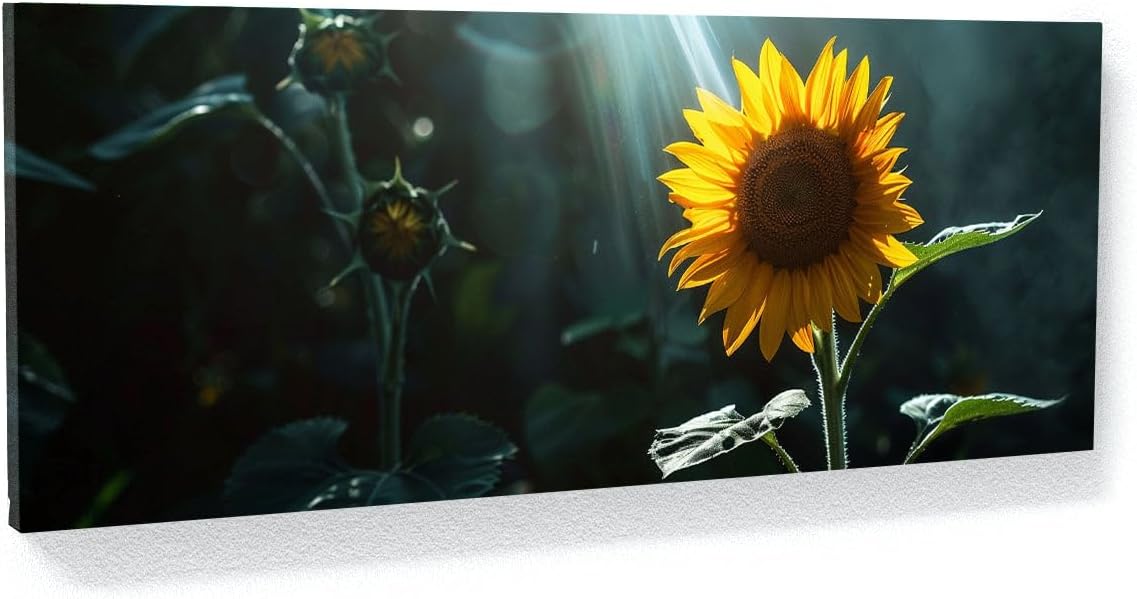 Sense Canvas Sunflower Symphony 11 Canvas Art - Home Decor Wall Art Print Poster Painting Medium 30x12 / 0.75"