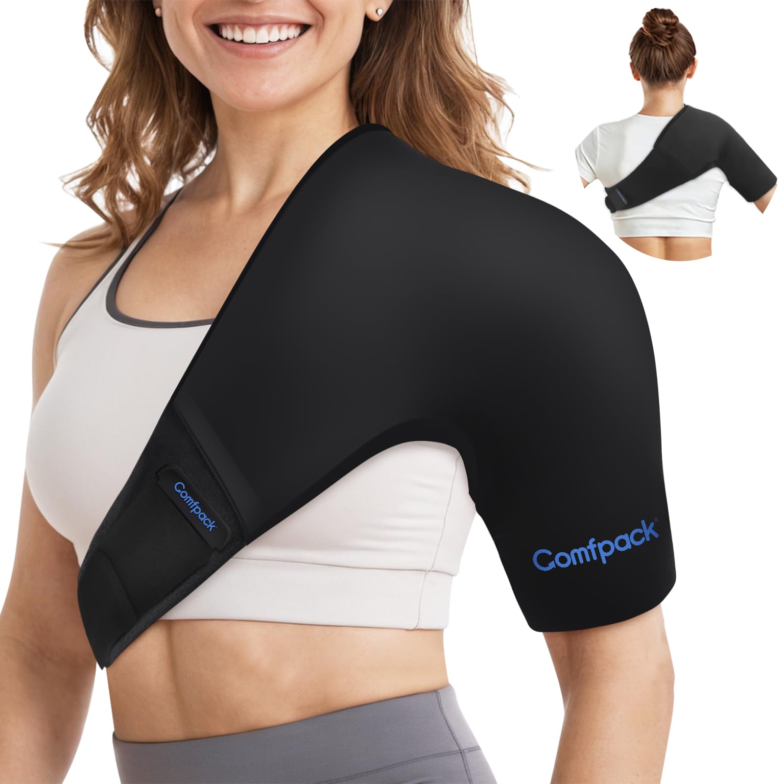 Shoulder Ice Pack Wrap for Rotator Cuff and Arm, Soft & Flexible Gel Cold Warp with Compression for Injuries, Tendonitis, Surgery, Easy to Wear for Men & Women
