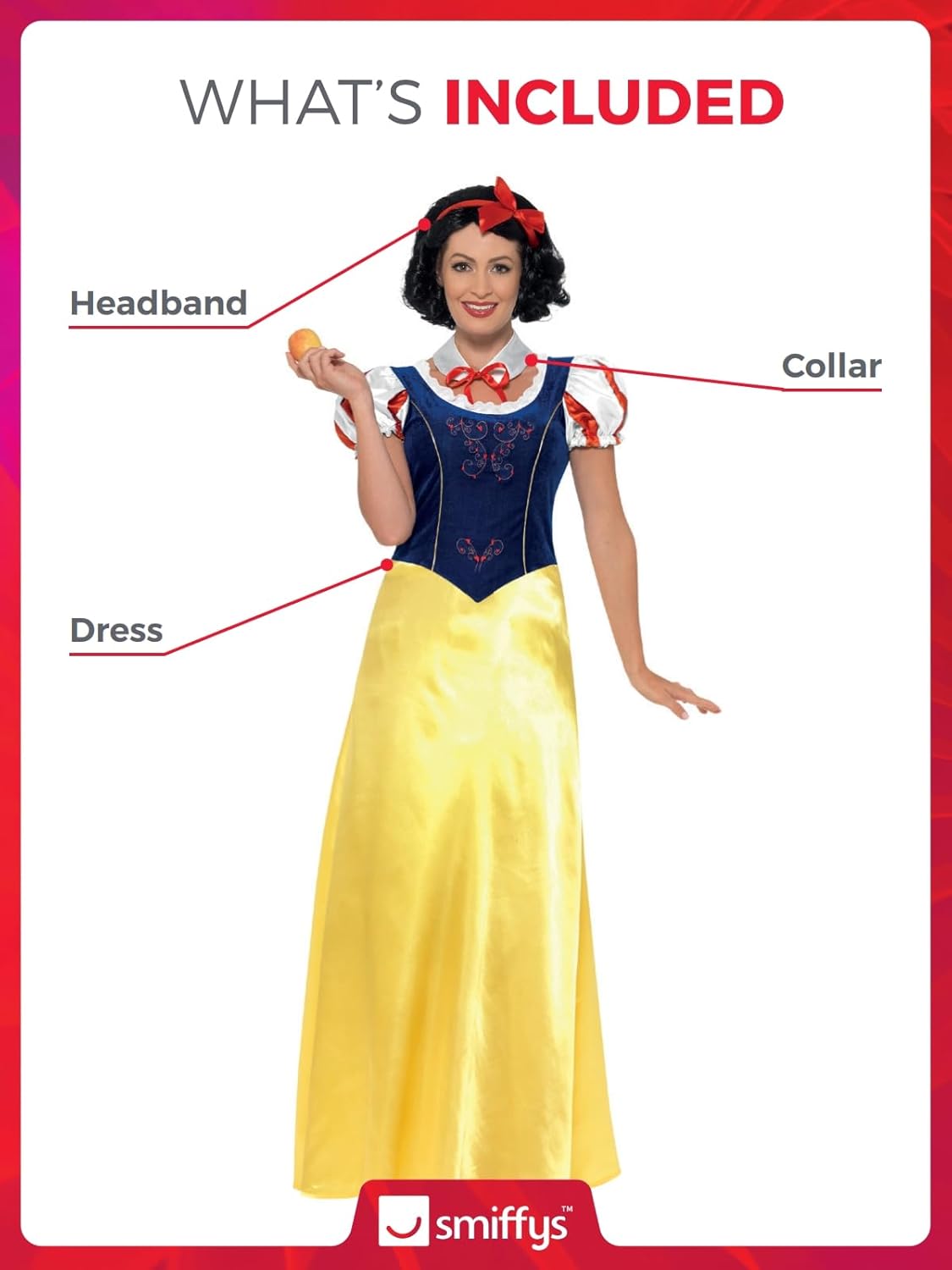 Smiffys Women's Princess Snow Costume, Dress, Collar and Headband, Wings and Wishes, Serious Fun, Size 14-16, 24643