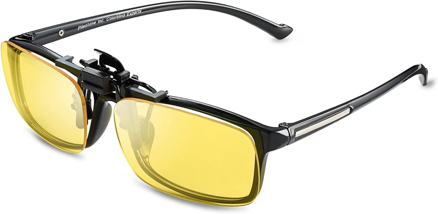 Pilestone TP-023 Yellow Lens Color Blind Glasses Clip-on for Yellow Blindness Indoor/Ourdoor Use