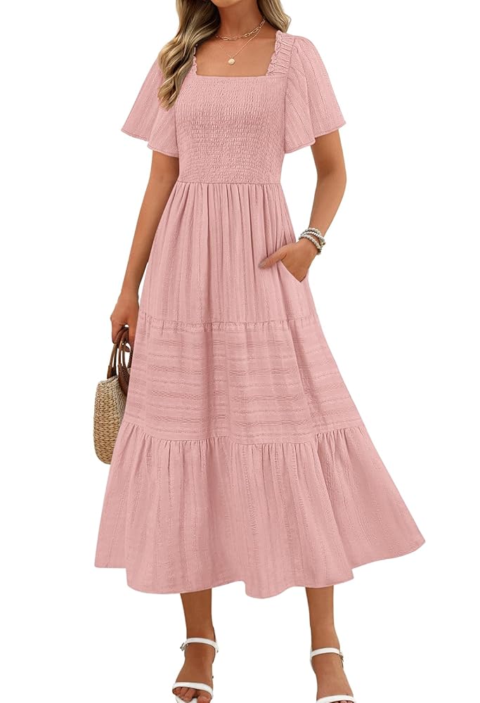 For Women Women's Summer Dress - Strapless Backless Tiered Ruffle Maxi Dress,  Elastic Waist, Beach & Casual Strapless Dress
