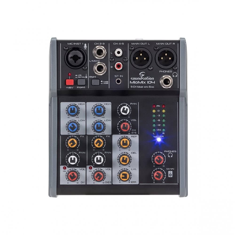 Soundsation MIOMIX 104 Mixer Audio Passivo 5 Canali con Effetto Eco Digitale