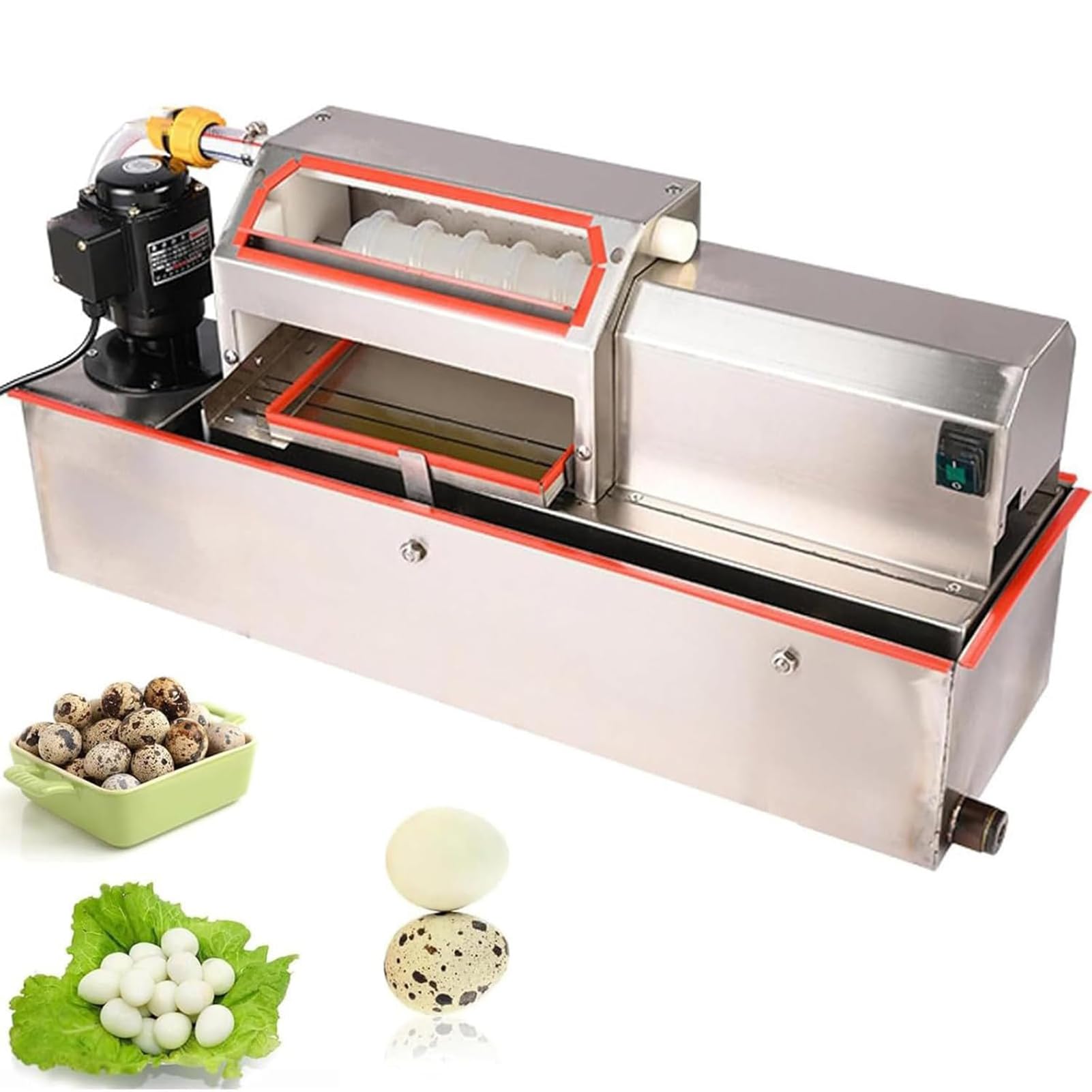 BOOZXCV Electric Automatic Quail Egg Peeler Machine, 35kg/h Shell Remover for Boiled Eggs, Home and Restaurant Use, Silver