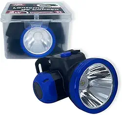 Lanterna de Cabeça LED Recarregável Profissional, 1200 mAh, Bateria de Lítio, Regulagem 90 Graus, 2 Intensidades de Luz, Plástico e Metal
