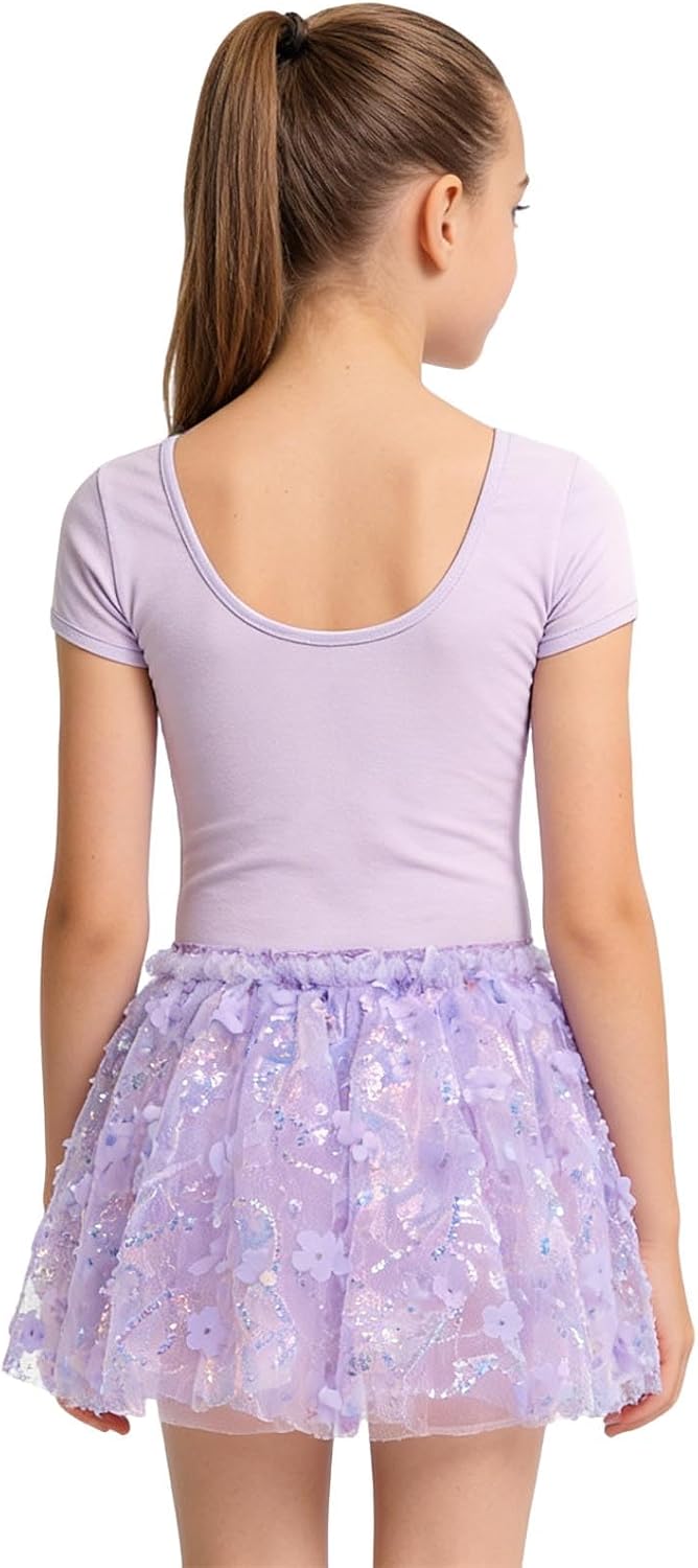 Girls Sequin Skirt Sequins Dance Skirts Princess Tutu Ballet Dancewear for Gymnastics Competitions