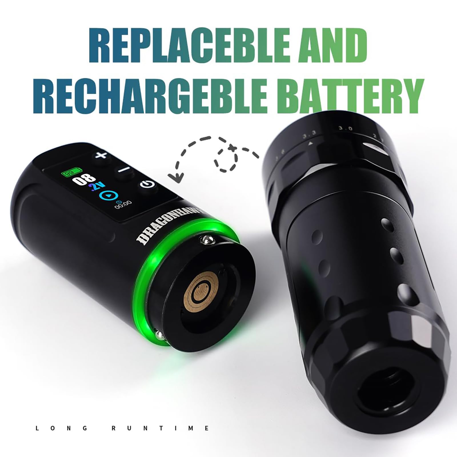 Dragonhawk L3 Tattoo Maschine Set, Kabellose Tätowiermaschine Mit 2.4-4.2mm Hublänge Und 2000mAh Batterien, Stencil Nadeldrucker, 20 Stück Tätowier-Kartuschennadeln Für Anfänger Und Künstler