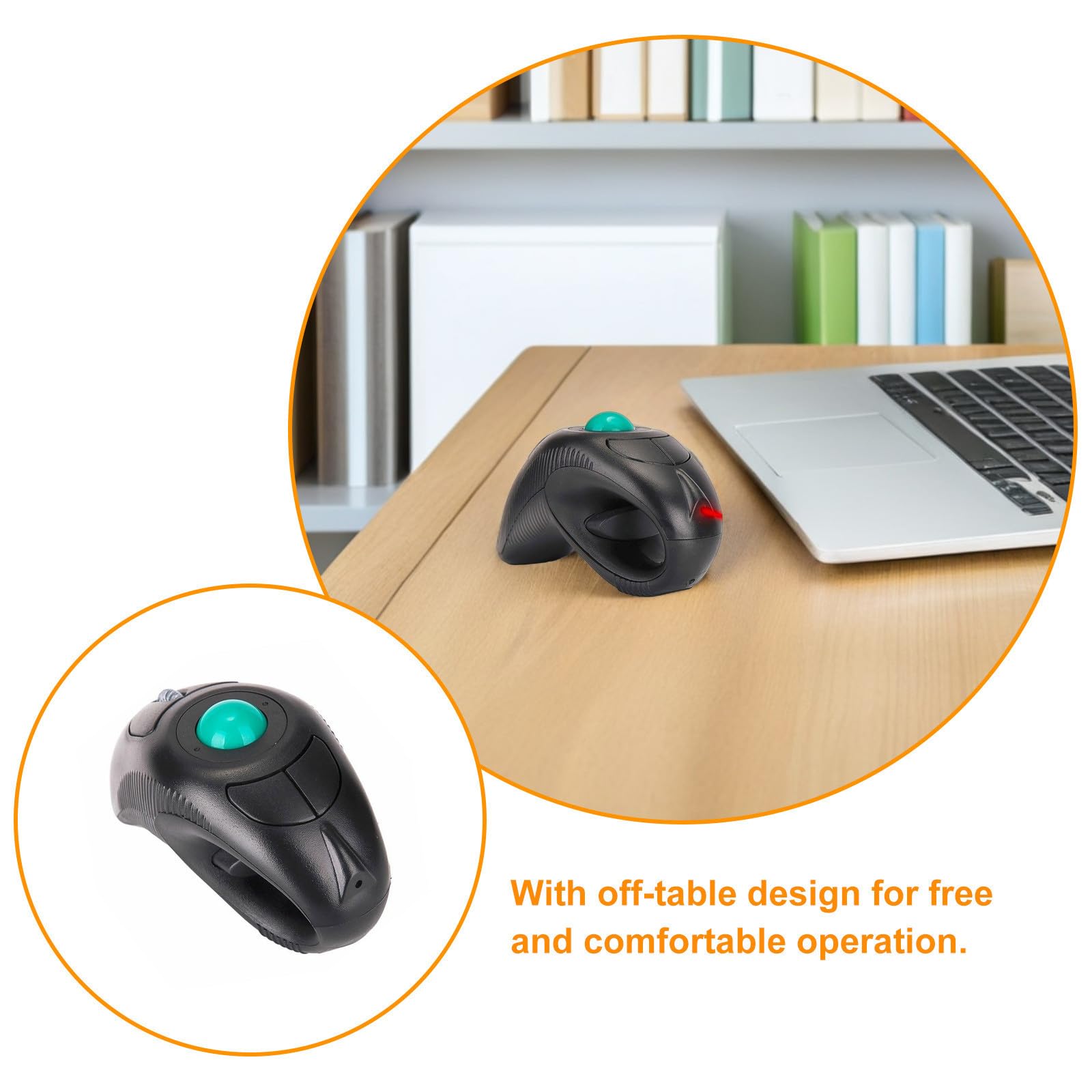 Genérico Mouse Ergonómico Inalámbrico Diseño Off-Table, Plástico Negro, 1000dpi y Puerto USB para Laptop, Adecuado para Usuarios Diestros y Zurdos