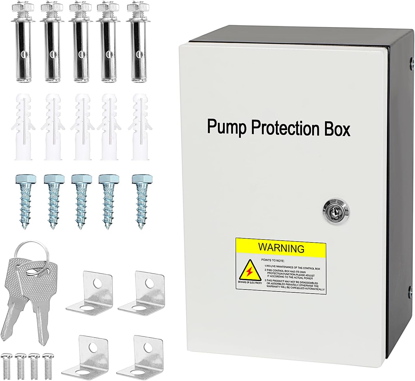 1.2-2.9 HP, 208/240VAC Pump Protection Box，3-Wire, Single Phase Well Pump Protection Box，for Deep Well Submersible Pump, Phase loss, Stall Protection, Ideal Protector for Pumps, Motors, Fans