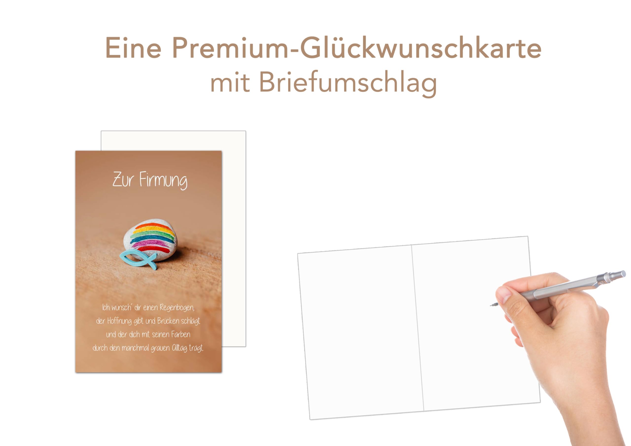 Biglietto Auguri Cresima Seidel Con Busta | Cielo E Nuvole Con Croce (KF287 SW023) - Prodotto In Germania - 2