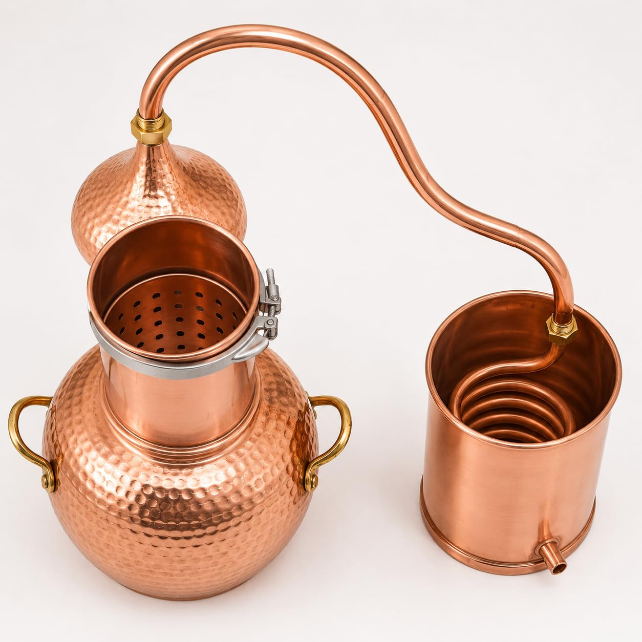 Copper Alembic Still Kit 2L con termometro, attrezzatura per distillazione domestica per whisky e oli essenziali, perfetto per principianti e appassionati