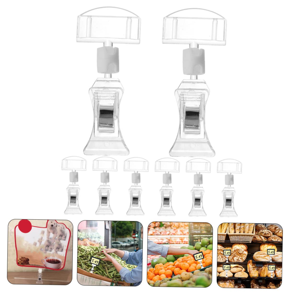 Happyyami Porta Letreros Multifunción Colgador Cuadros Estante Para Cuadros Store Mercancías Desafío Clips De Visualización De Señales Clips De Doble Cara Abdominales 8 Piezas X 4
