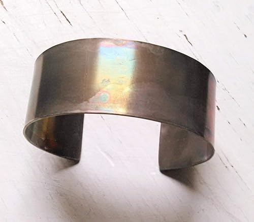 Amazon Com Aluminum W Rainbow Patina Rustic Wide Cuff Bracelet Birthday 10th Anniversary Christmas Gift Jewelry Handmade Products