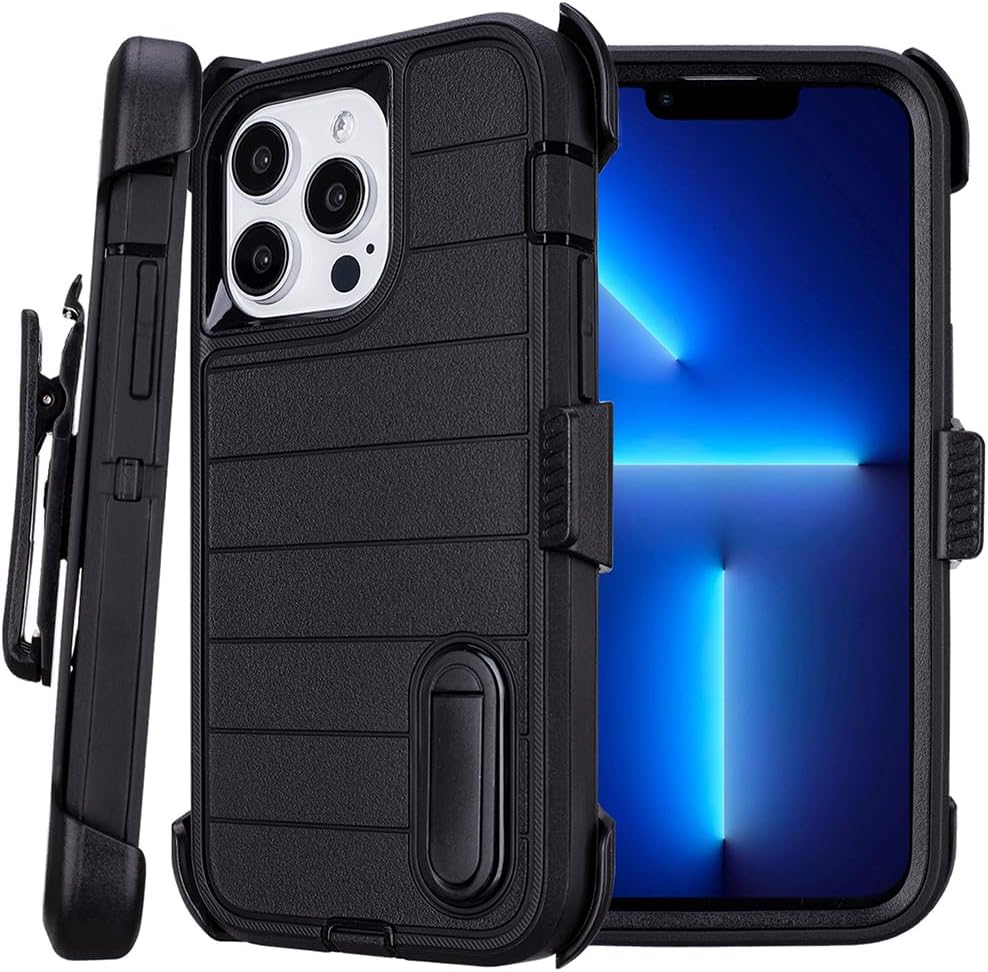 for Phone Case iPhone 13 Pro Max Case Black with Belt Clip Heavy Duty Holster for Shockproof Cases,3 Layers of Sturdy,Military Grade Defender Cover for iPhone 13 Pro Max Cases Black 6.7 Inch - Image 8