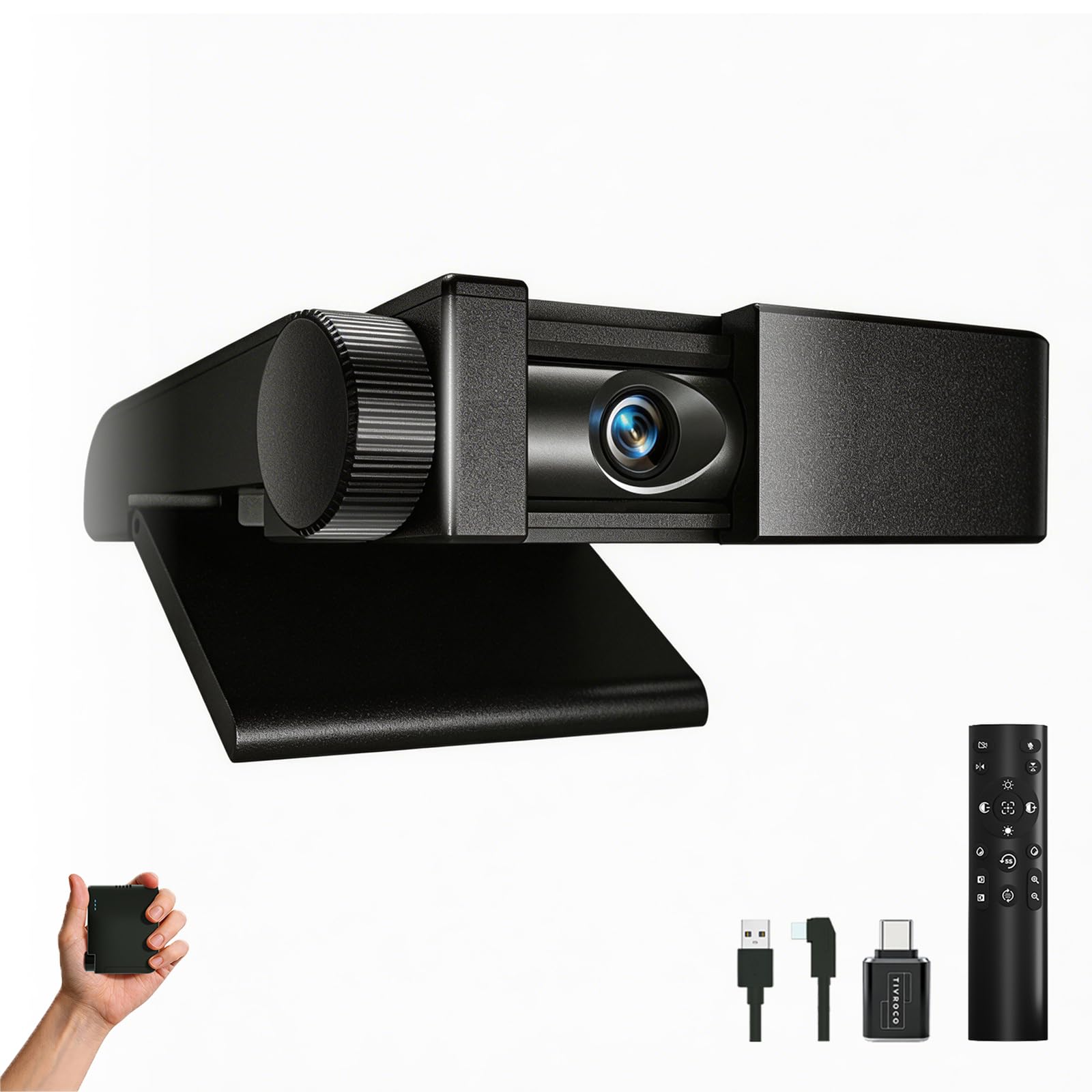 Webcam 4K per PC, webcam con microfono, copertura privacy, plug and play, autofocus, zoom 10x, fotocamera USB ultra compatta, adatta per computer portatili/desktop/zoom/team (4K)