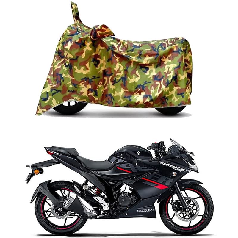 Image of Waterproof 100% PVC Coated Bike Scooty Two Wheeler Body Cover Compatible for Suzuki Gixxer SF BS6 /UV-Rays /Heat Protection /Birds Dropping /Scratchproof /Dust Proof [6X6 Jungle Print]