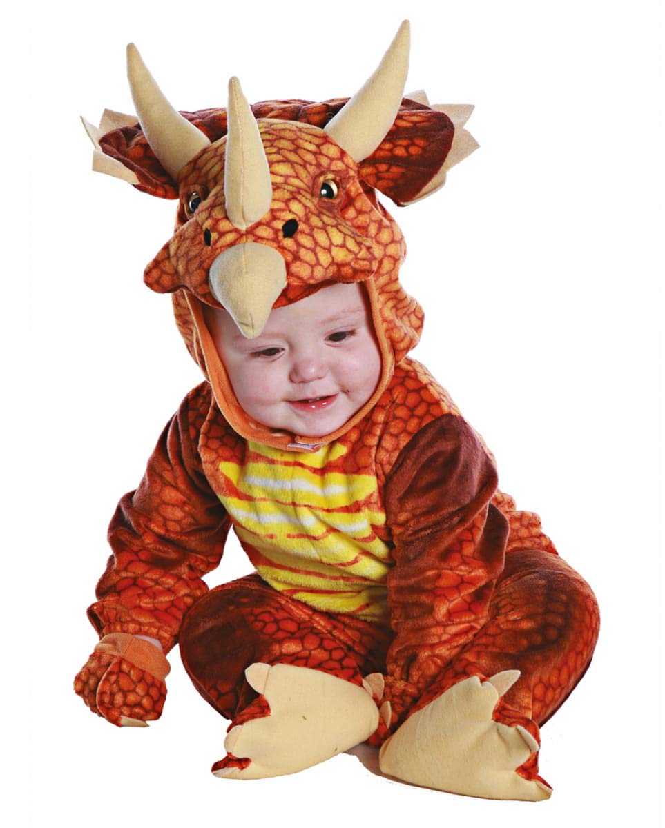 Horror-Shop Costume da Dinosauro A Tre Corna per Bambino Rosso L