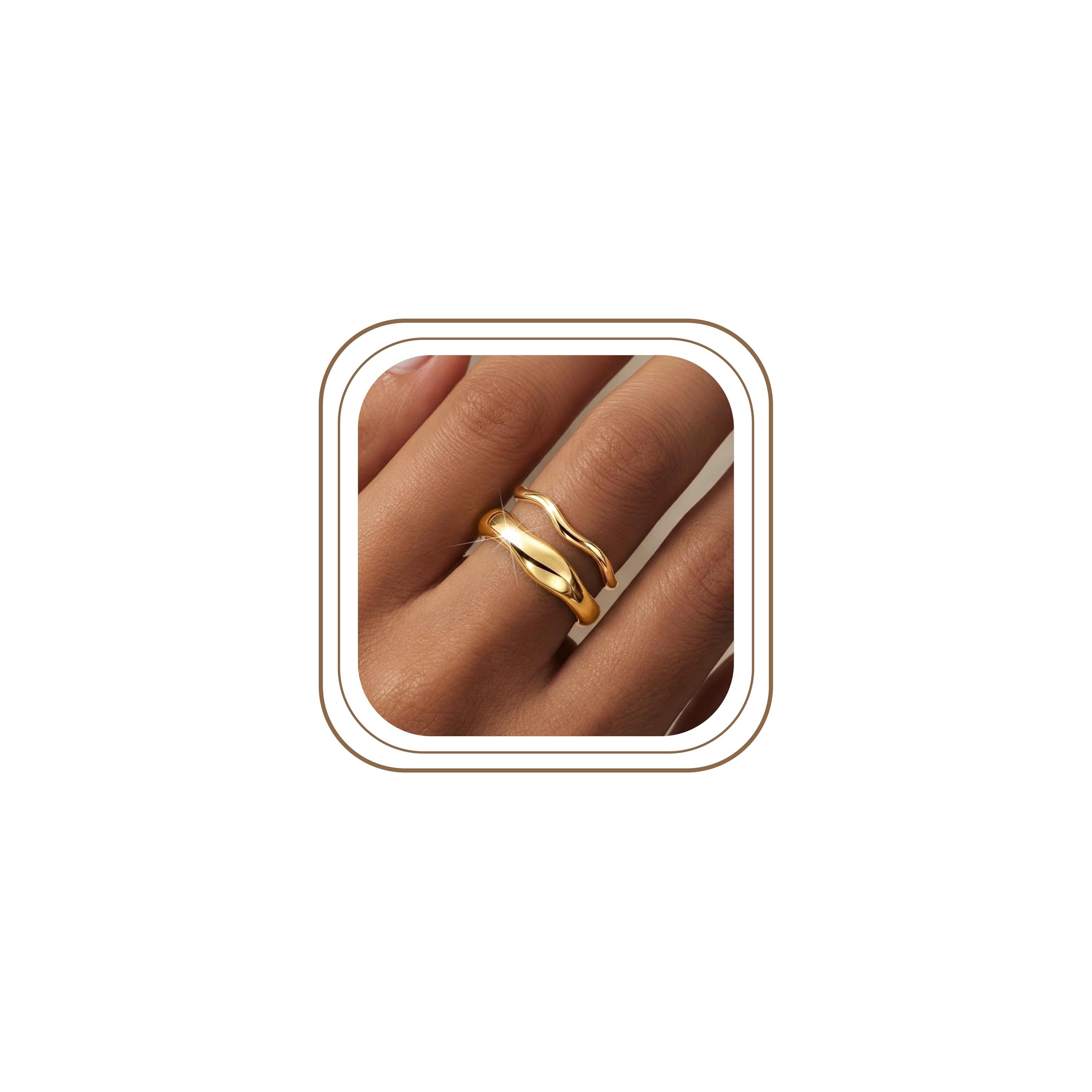 gold rings for men women tarnish proof waterproof 14k gilt delicate stackable rings thumb rings pink engagement ring wedding ring stackable-image-18