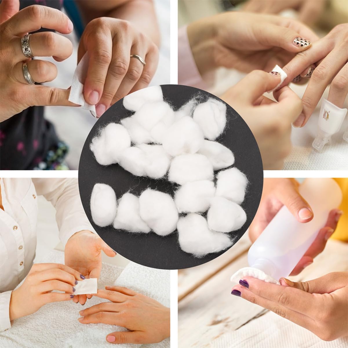 CALLARON 4Packs High Absorbency Nail Polish Cotton Balls for Gentle Nail Cleaning Soft and Portable for Effortless Nail Care