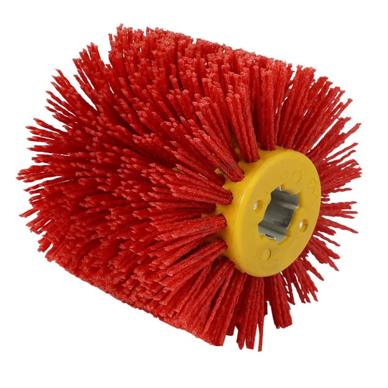 Spazzola Nylon,Spazzole per Trapano 2 spazzole Rosse Uso apto para Tamburo in Filo Metallico abrasivo, Mola Uso apto para sbavatura e lucidatura