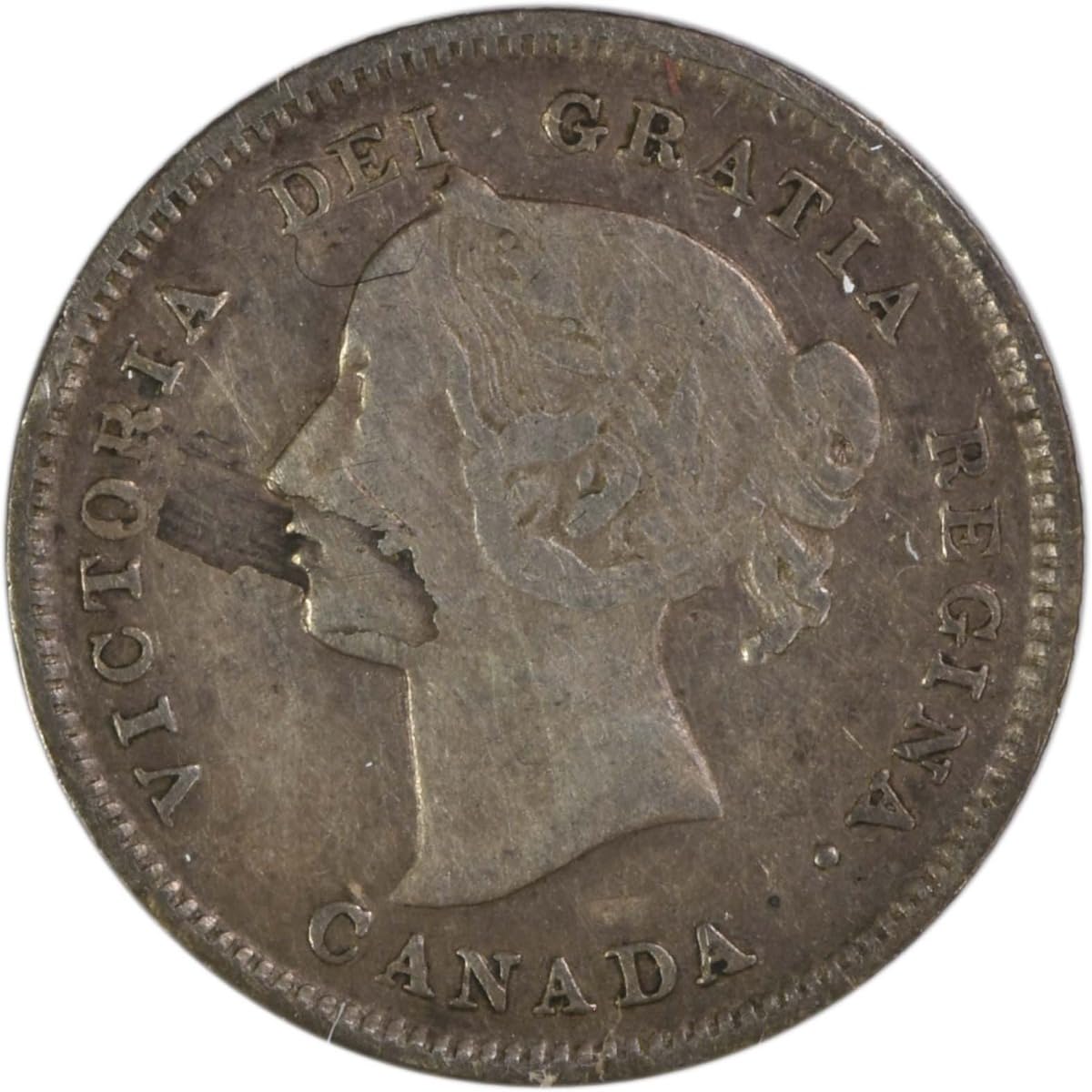 1893 P Canada 5 Cents KM2, Obverse Lamination Uncertified VF