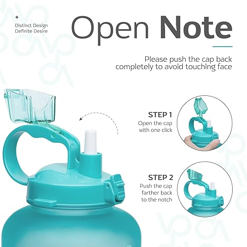 Miniatura 2 de Venture Pal - Botella grande de agua con popote y marcas de horario sin bisfenol A BPA con capacidad de 1 galón128 onzas ideal para gimnasio