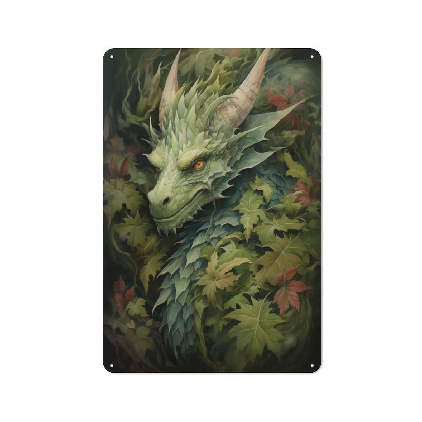 Junmoney Fantasy Forest Dragon Garden Style Tin Sign 30X20cm Featuring Shed Wall Decor For Patio Bar, Workshop, Shed Or Kitchen