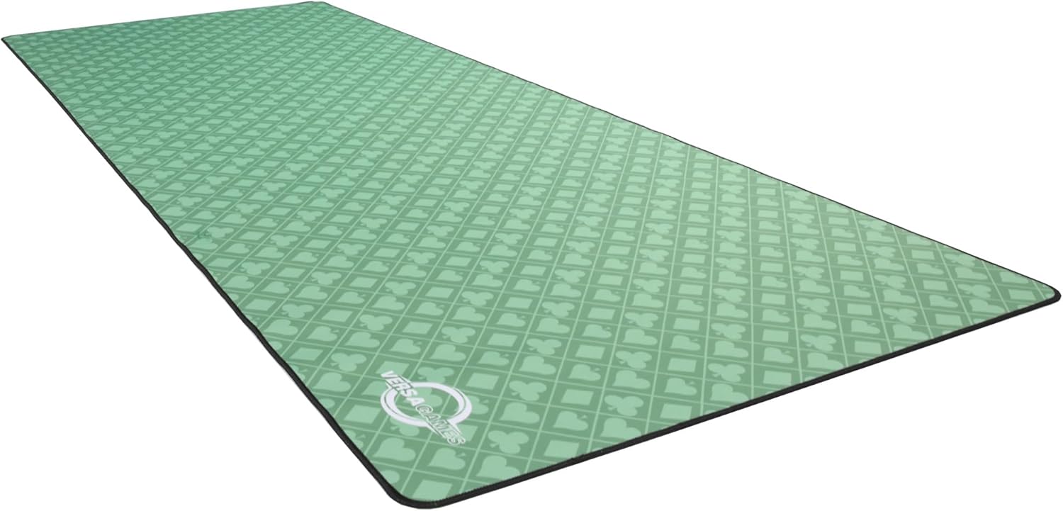 72 in. Roll Out Poker Table Top Mat - Green Suited - 3mm Thick - Stitched Edge - Premium Table Top